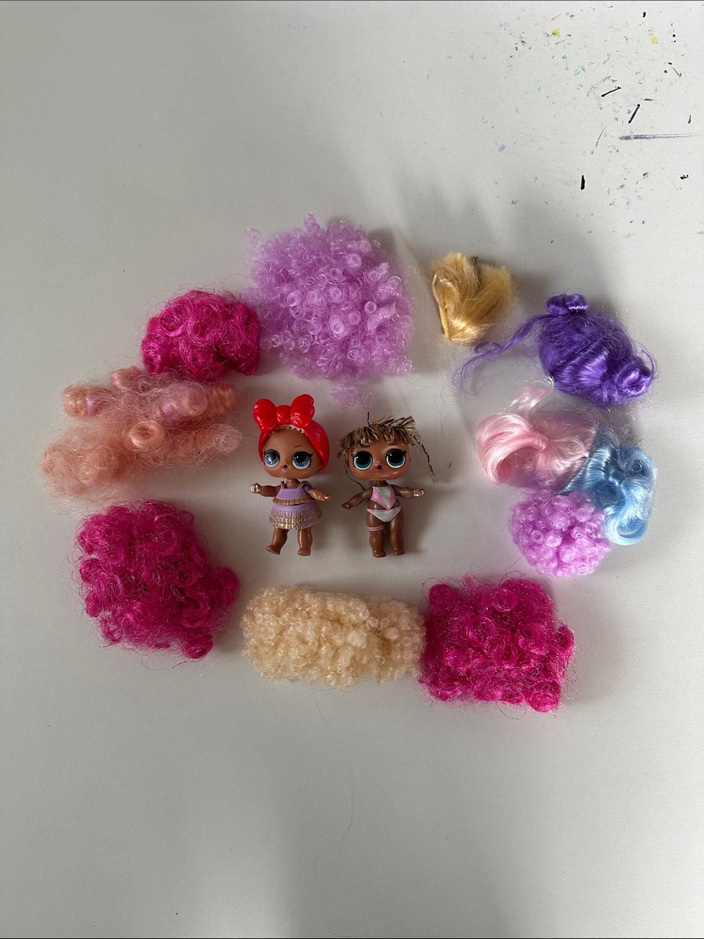 Assorted Pink & Purple LOL Doll Hairpieces with Blonde & Blue Accents - Kids Toy
